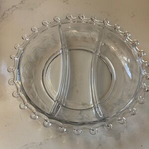 Heisey lariat 3 part divided relish dish with orchid etch elegant glassware